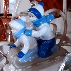 PS, made in Mexico, Ceramic, Brothers on a Sled, Figurine